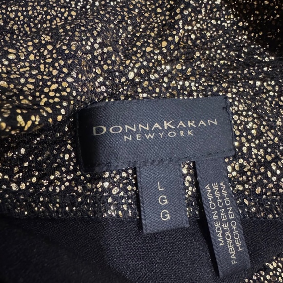 Donna Karan Women's Gold/Black Metallic Shiny Ruched One Shoulder Top Size L - Picture 7 of 7